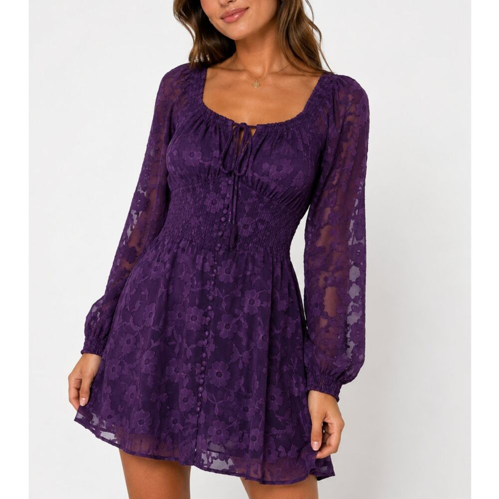 Urban Outfitters Purple Burnout Floral Mini Dress M
